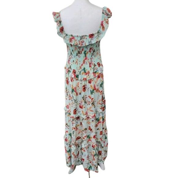 Abel The Label Floral Maxi Dress Size M – Boho Tiered Smocked Sleeveless Rayon - Picture 9 of 16